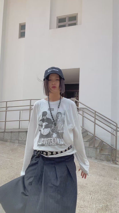 Stripe Buckle Wrap Skirt