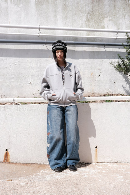 Joshua Eyelet Zip Up (grey)