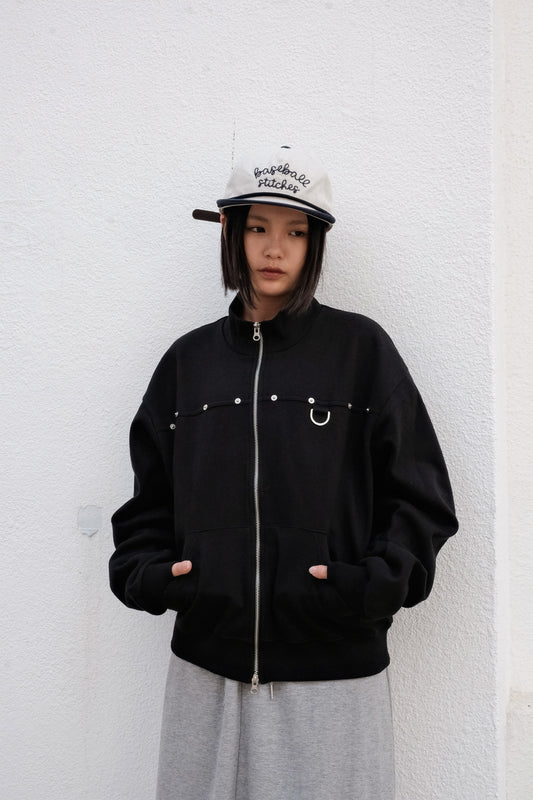 Joshua Eyelet Zip Up (black)