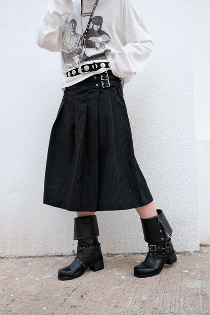 Stripe Buckle Wrap Skirt