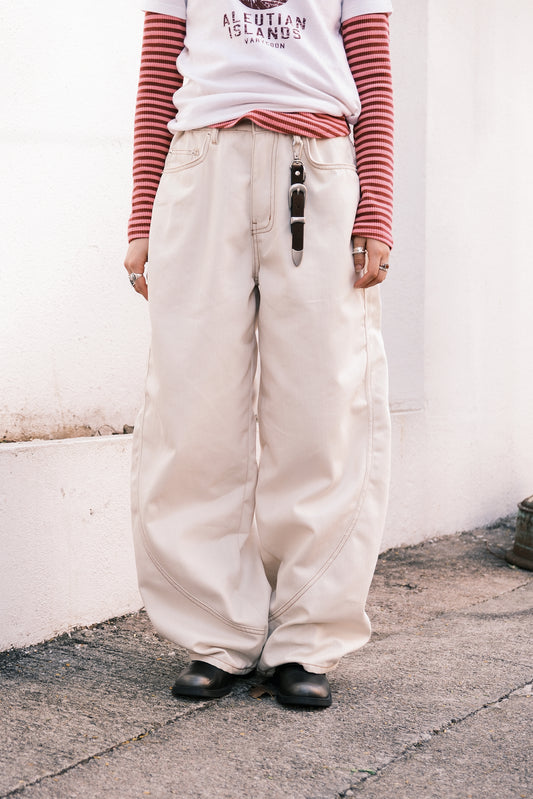 Curved Baggy Jeans (cream)