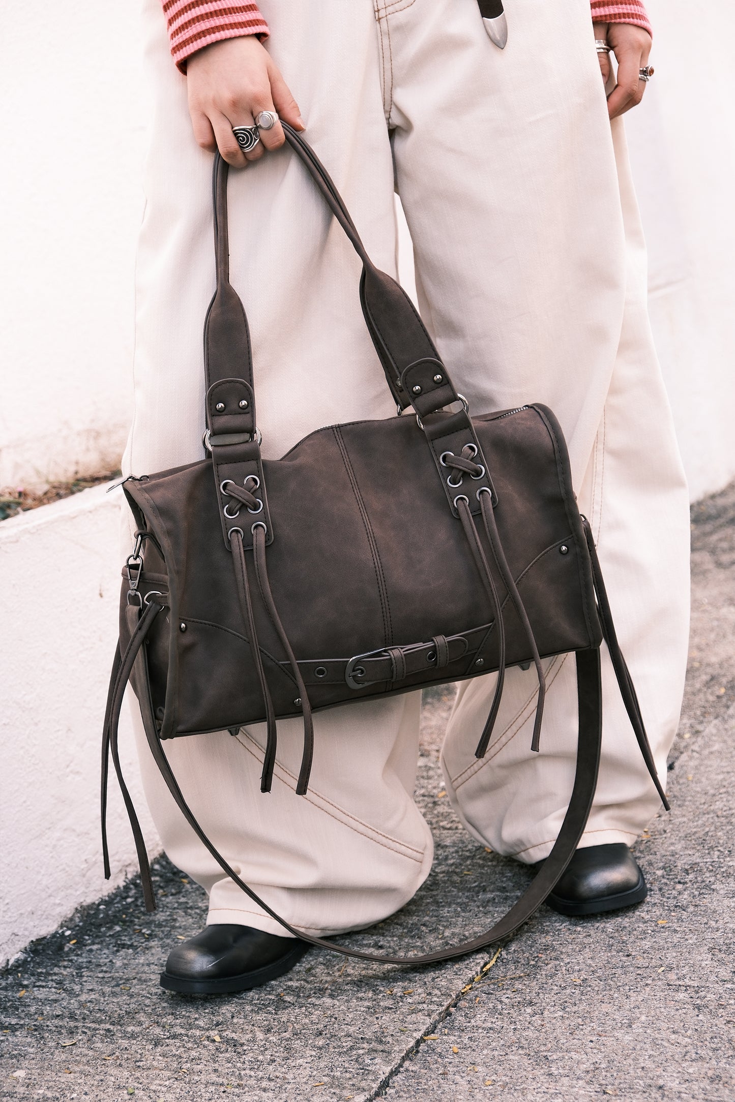 Tied Suede 2way Bag (black)