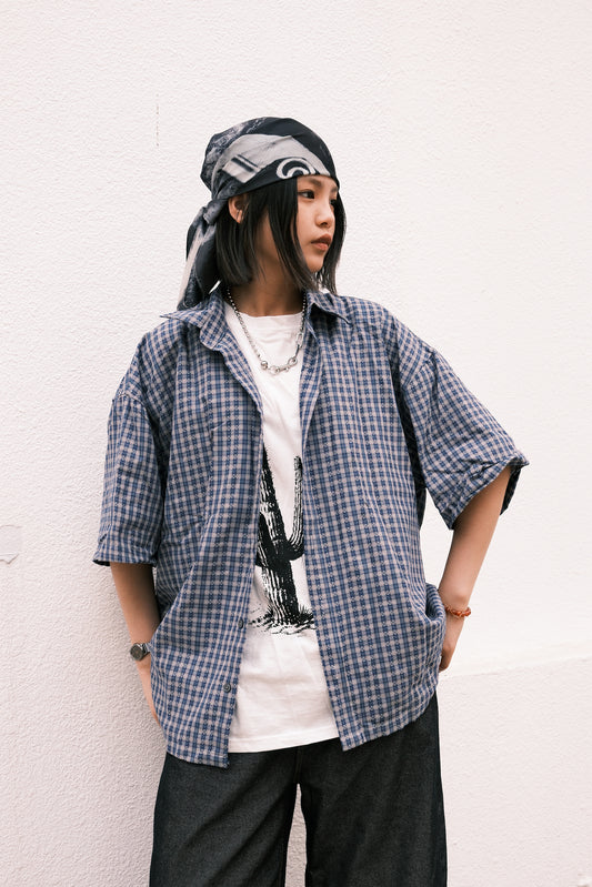 Stitch Checker Shirt (blue)